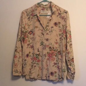 Ladies floral button down blouse